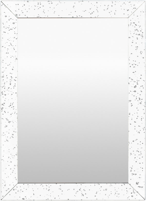 Surya Crystalline Minimalist Modern 15"H X 24"W Mirror – Elegant Design For Timeless Home Decor Style Frame, Metallic ,Silver Mirror Cya105-4816