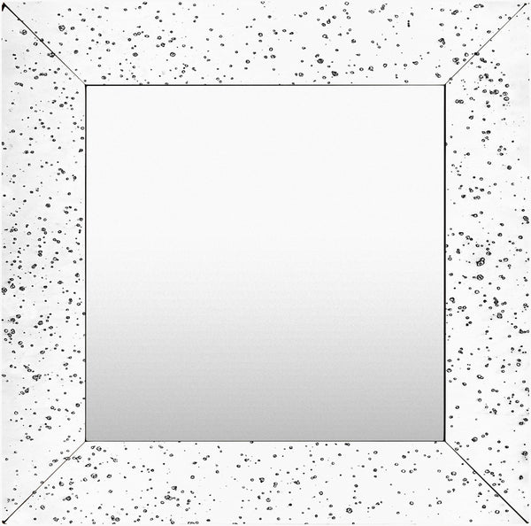 Surya Crystalline Minimalist Modern 15"H X 24"W Mirror – Elegant Design For Timeless Home Decor Style Frame, Metallic ,Silver Mirror Cya106-1818
