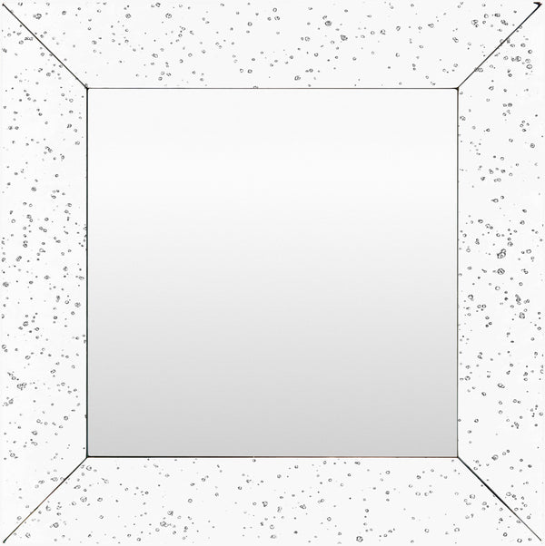 Surya Crystalline Minimalist Modern 15"H X 24"W Mirror – Elegant Design For Timeless Home Decor Style Frame, Metallic ,Silver Mirror Cya106-2424