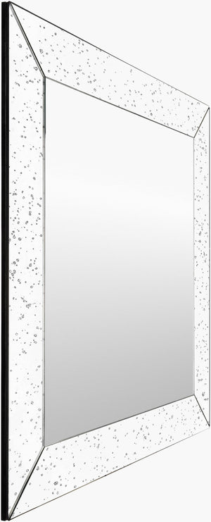 Surya Crystalline Minimalist Modern 15"H X 24"W Mirror – Elegant Design For Timeless Home Decor Style Frame, Metallic ,Silver Mirror Cya106-3030
