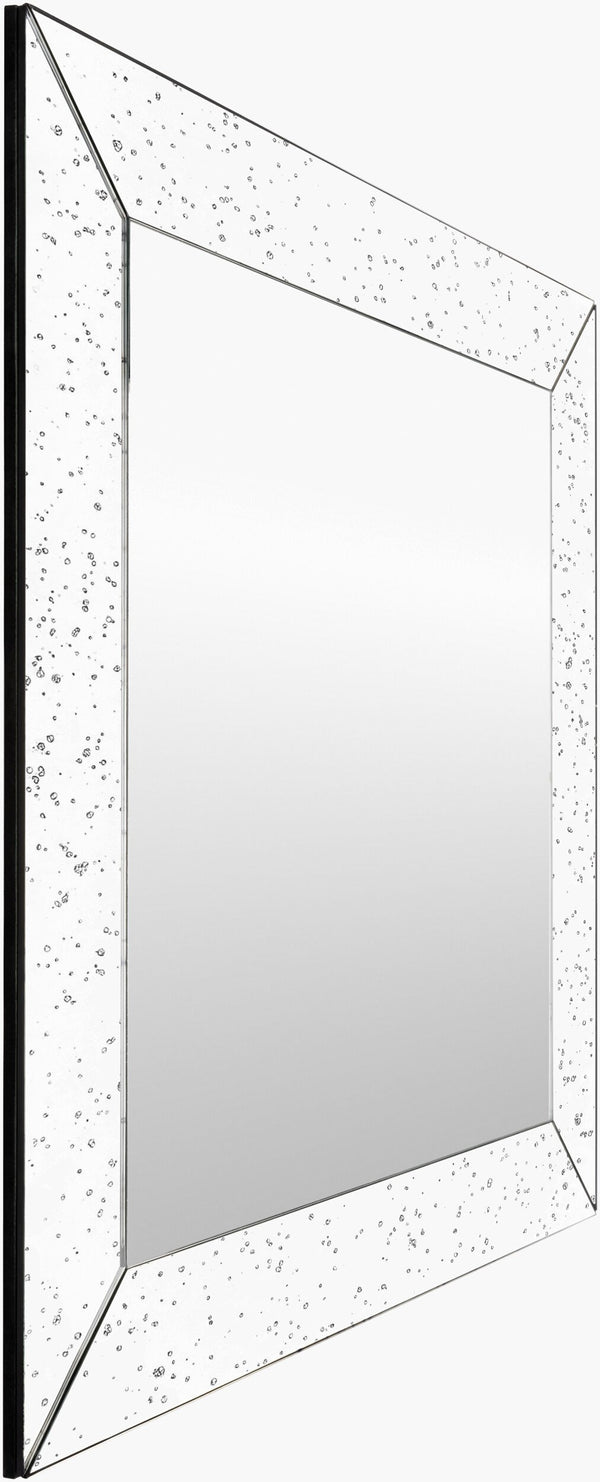Surya Crystalline Minimalist Modern 15"H X 24"W Mirror – Elegant Design For Timeless Home Decor Style Frame, Metallic ,Silver Mirror Cya106-3030
