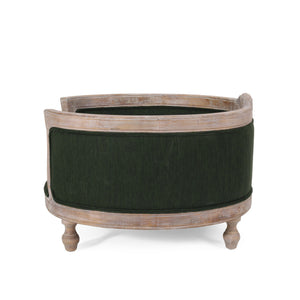 English Elm Pet Bed with Tufted Cushion Solid Birch Turned Legs Upholstered Living Room Sofa Style Old Pine 72913.00PINE
