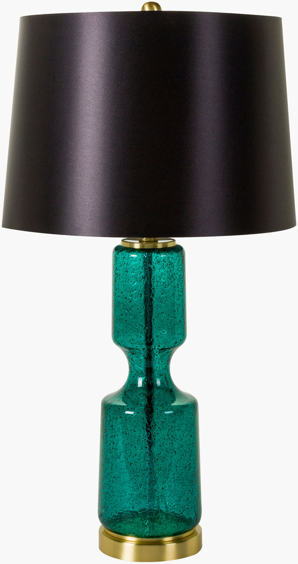 Surya Carlyle Modern Accent Table Lamp – 30" Tall, Sleek Metal Design With Black Linen Shade For Chic Rooms Body, Blue,Base, Metallic ,Brass,Shade (Outside), Black,Shade (Inside), White,Finial, Metallic ,Brass,Harp, Metallic ,Brass,Cord, Translucent Glass,Iron,Linen,Polyester,Iron Cye-001