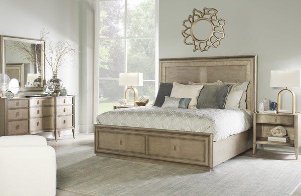 A.R.T. Furniture Cove Cal King Panel Storage Bed With Chic Cork Headboard And Two Spacious Drawers For Ultimate Elegance Grey Rubberwood Solids,Primavera Veneers,Cork,Metal 349137-2743