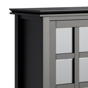 English Elm Artisan Medium Storage Cabinet - Handcrafted Black Wood Unit With Glass Doors & Adjustable Shelves B136P158400
