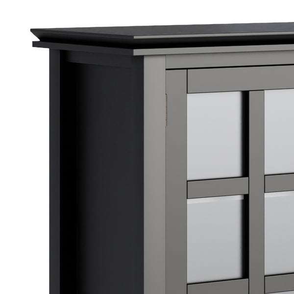 English Elm Artisan Medium Storage Cabinet - Handcrafted Black Wood Unit With Glass Doors & Adjustable Shelves B136P158400
