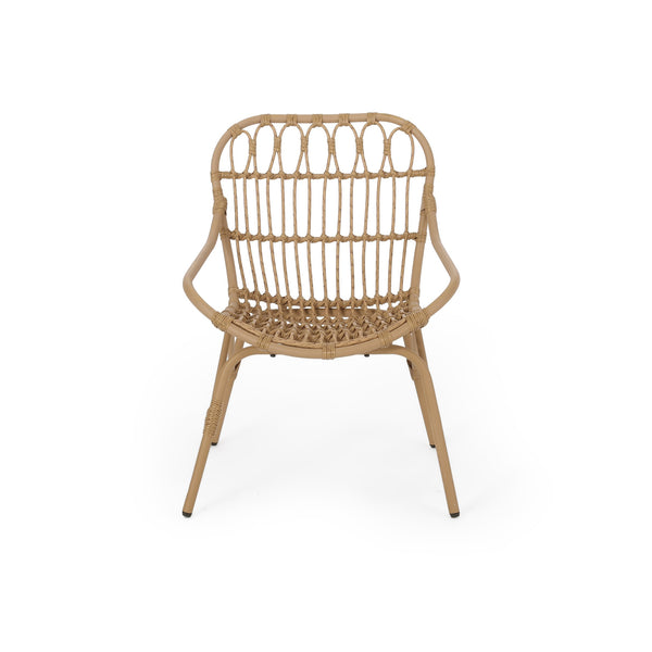 English Elm Harlem Faux Rattan Accent Chair Set of Two Bohemian Iron Frame Indoor Outdoor Seating 70654.00LBRN