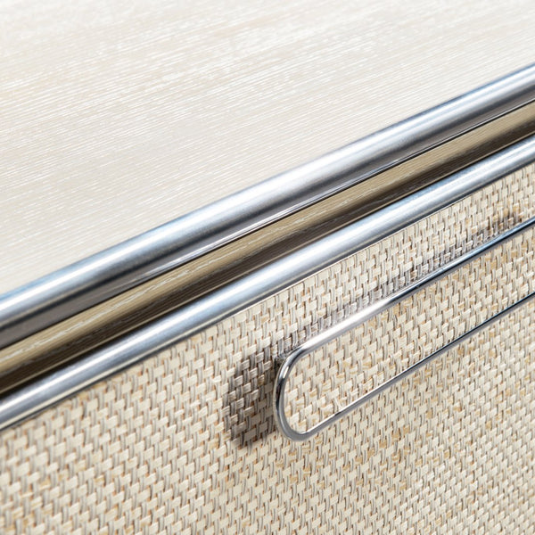 Bernhardt Bernhardt Camille Sculptural Buffet Sideboard With Woven Fiber Doors, Ash Top & Polished Steel Trim 357132