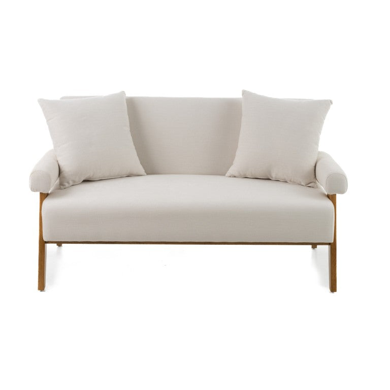 VIG Furniture Cynthia Modern White Fabric Loveseat With Wood Accents, Pocket-Spring Seats & Toss Pillows - 59" VGRH-RHS-S204-2