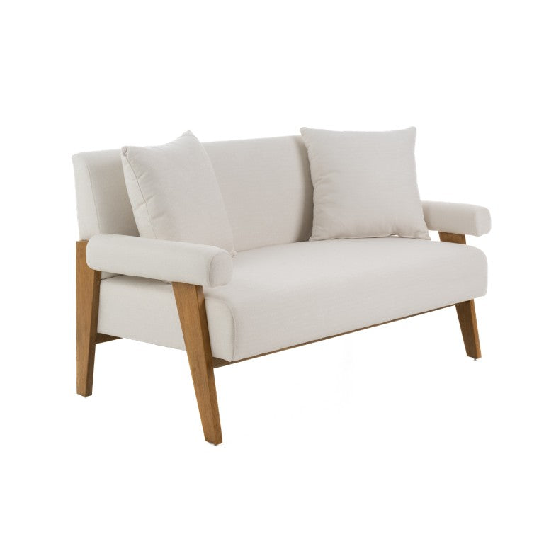 VIG Furniture Cynthia Modern White Fabric Loveseat With Wood Accents, Pocket-Spring Seats & Toss Pillows - 59" VGRH-RHS-S204-2