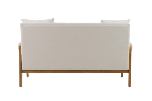 VIG Furniture Cynthia Modern White Fabric Loveseat With Wood Accents, Pocket-Spring Seats & Toss Pillows - 59" VGRH-RHS-S204-2