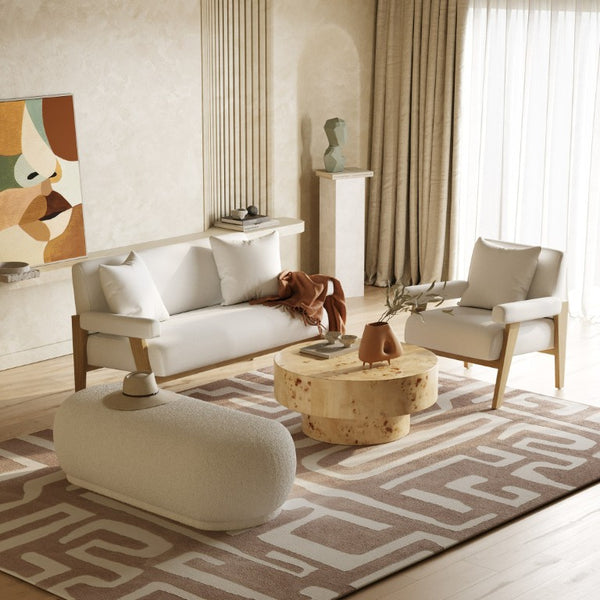 VIG Furniture Kael Sherpa Ottoman Bench, Cream 56" X 25" X 17" — Cozy Textured Seating, Durable 330 Lb Capacity VGODZW-20100-WHT-OTT