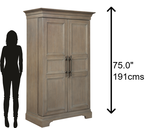 Hekman Furniture 695262 Passport Wooden Bar Cabinet - Elegant Wine Storage With Hide-a-bar Design And Auto-on Light Aged Grey Passport Wine & Bar Cabinet 695262