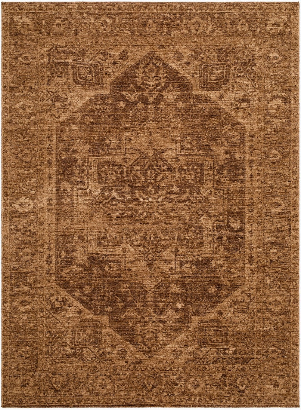 Livabliss Cyrus Medallion Style Polyester Area Rug with Fringe Edge for Living Room Decor Brown, Tan 5'3" x 7' CYR2300-537