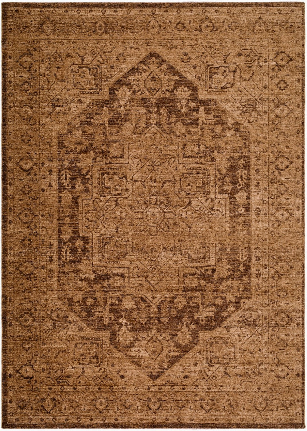 Livabliss Cyrus Medallion Style Polyester Area Rug with Fringe Edge for Living Room Decor Brown, Tan 5'3" x 7' CYR2300-537