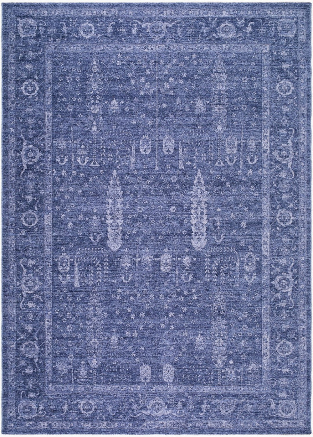 Livabliss Cyrus Traditional Fringe Area Rug Polyester Pile Turkey Woven Living Room Accent Dark Blue, Blue 9' x 12' CYR2304-912
