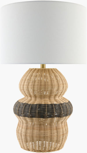 Livabliss Caylus Woven Rattan Table Lamp with Linen Shade for Bohemian Coastal Bedroom CYS-001