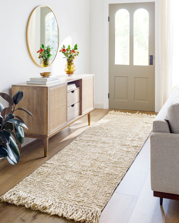 Livabliss Chunky Naturals Handwoven Jute Flatweave Rug Artisan Cottage Style for Living Rooms Cream 6' x 9' CYT2301-69