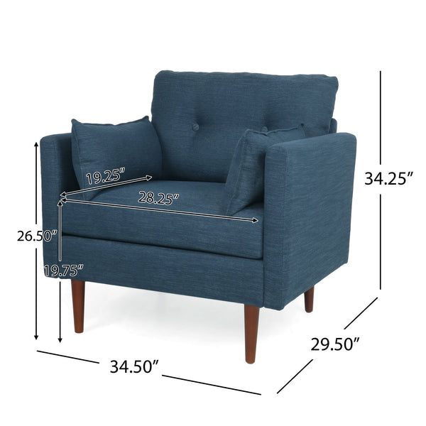 English Elm Christopher Knight Home® - CLUB Chair with Plush Fabric Upholstery and Walnut Birch Legs — Stylish Comfortable Accent Seating for Living Rooms Navy Blue 30.75 L x 25.75 W x 21 H 71571.00