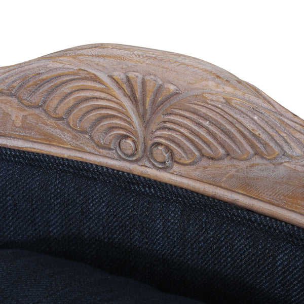 English Elm Pet Bed with Tufted Cushion Solid Birch Turned Legs Upholstered Living Room Sofa Style Navy Blue 72913.00NBLU