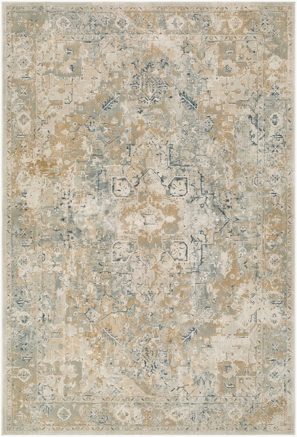 Livabliss Canyon Mid-century Modern Area Rug with Fringe Polypropylene Blend for Living Rooms Tan, Light Gray 6'7" x 9' CYY2303-679