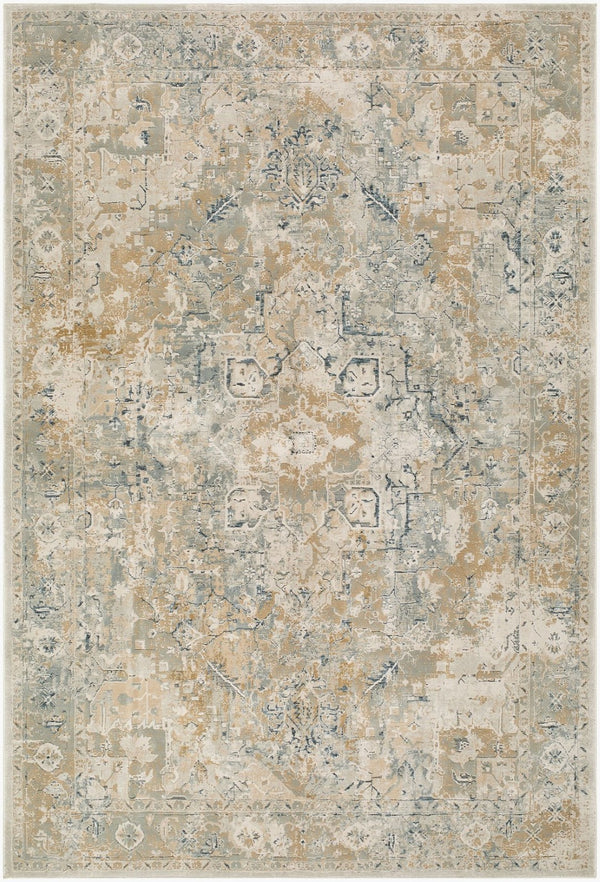 Livabliss Canyon Mid-century Modern Area Rug with Fringe Polypropylene Blend for Living Rooms Tan, Light Gray 6'7" x 9' CYY2303-679