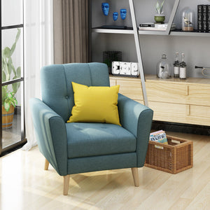 English Elm Christopher Knight Home® - Mid Mid Century Fabric Club Chair with Channel Stitching, Tufted Cushion, Plush Polyester Comfort Blue 33 L x 29.75 W x 18 H 62223.00BLU