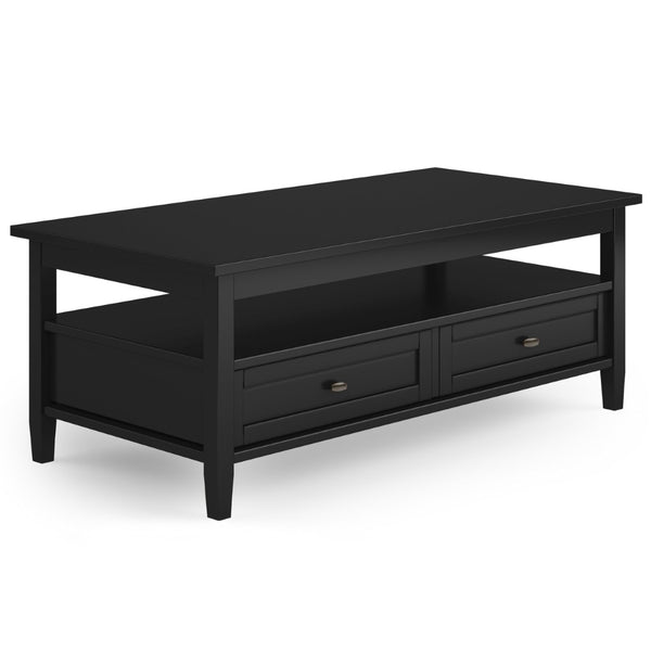 English Elm Warm Shaker Solid Wood Coffee Table - 48" Wide Transitional Design With Storage & Black Finish B136P159664-GIGA