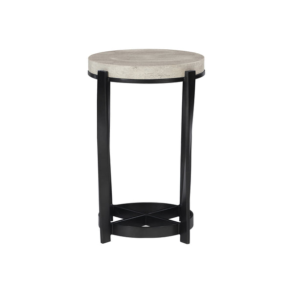 Bernhardt Bernhardt Round Berkshire Accent Table With Laminated Stone Top & Twisted Aged Pewter Steel Base 405123
