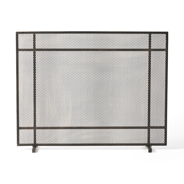 English Elm Christopher Knight Home® - FIRE Screen Black & Gold Iron Fireplace Guard — Decorative Mesh Safety Shield 42.75x33.25x3 in 65183.00BBGLD