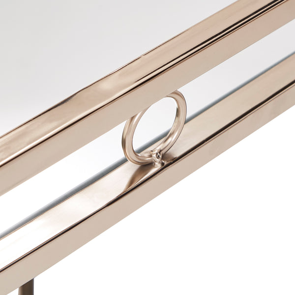 Homelegance By Top-Line Twyla Champagne Gold Oval Bar Cart Champagne Gold Metal