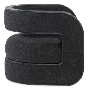 Hooker Furniture Burke Charred Black Accent Chair With Wolf Ebony Upholstery, Sculptural Pine Veneer Frame, Distressed Finish CC291-499