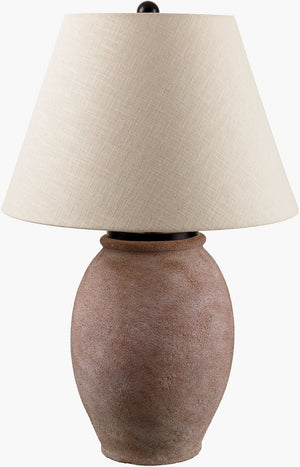Livabliss Cinzia Rustic Cement Base Table Lamp with Linen Shade for Bedroom or Living Room CZA-001
