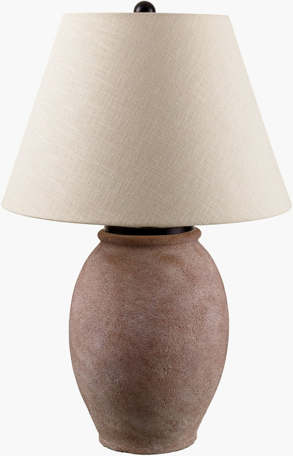 Livabliss Cinzia Rustic Cement Base Table Lamp with Linen Shade for Bedroom or Living Room CZA-001