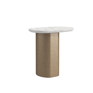 A.R.T. Furniture Verge Sculptural Chairside Table with Polished Marble Top & Artistic Metal Base for Modern Spaces 337308-1043