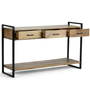 English Elm Riverside Console Sofa Table - Artisan-Crafted Natural Wood & Metal, Stylish Storage Solution B136P158212-GIGA
