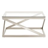 Homelegance By Top-Line Orsino Brushed Nickel Square Coffee Table Silver Metal