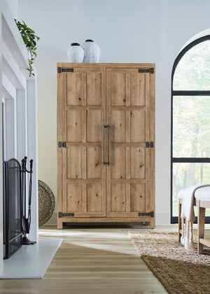 Hooker Furniture Vineyard Pecky Hickory Wardrobe In Sonoma Finish With Mirror Doors, Felt-Lined Drawers & Rustic Hardware 6952-90213-80