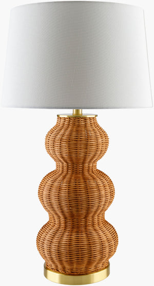 Livabliss Cazorla Rattan Table Lamp with Linen Shade Warm Ambient Glow for Bedroom or Study CZL-001