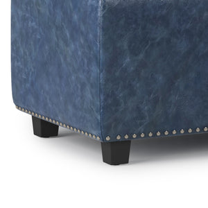 English Elm Hamilton Storage Ottoman - Elegant Denim Blue Faux Leather With Hidden Storage & Timeless Design B136P159060