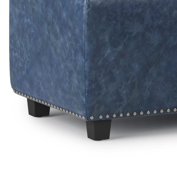 English Elm Hamilton Storage Ottoman - Elegant Denim Blue Faux Leather With Hidden Storage & Timeless Design B136P159060
