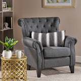 Christopher Knight Home® - Noble House - Merritt Contemporary Fabric Tufted Chair, Dark Gray and Dark Brown