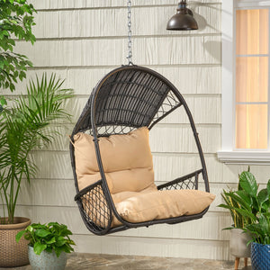 English Elm Christopher Knight Home® - Malia Wicker Hanging Chair - Stylish Indoor/Outdoor Seating With Plush Cushion For Relaxation & Comfort 67677.00BTN
