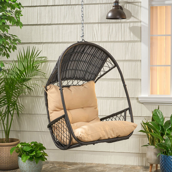 English Elm Christopher Knight Home® - Malia Wicker Hanging Chair - Stylish Indoor/Outdoor Seating With Plush Cushion For Relaxation & Comfort 67677.00BTN
