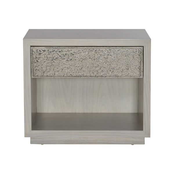 Bernhardt Bernhardt Ware Nightstand With Figured Walnut Veneer, Textured Aluminum Drawer & Usb Charging 309226