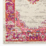 Nourison Passion PSN03 Machine Made Power-loomed Ornamental Border Indoor Only Bohemian Vintage Rug Ivory,Fuchsia, Pink and White 100% Polypropylene 99446388094