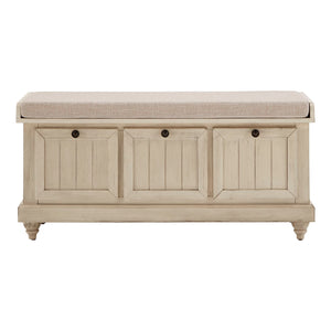 Homelegance By Top-Line Nikita Storage Bench with Linen Seat Cushion White Wood