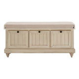 Homelegance By Top-Line Nikita Storage Bench with Linen Seat Cushion White Wood