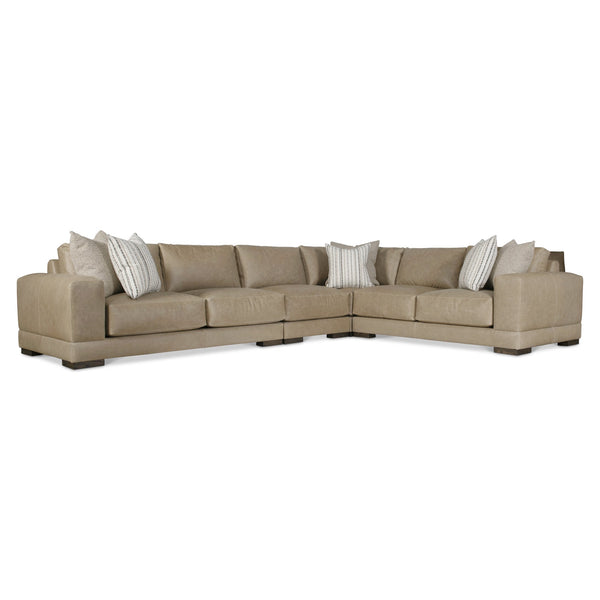 Bernhardt Bernhardt Lars Leather Sectional With Plush Deep Cushions, Wide Track Arms And Textured Wood Block Feet For Modern Living Space Comfort Tan K2094