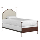 Homelegance By Top-Line Finola Cream Curved Top Cherry Brown Metal Poster Bed Black Metal